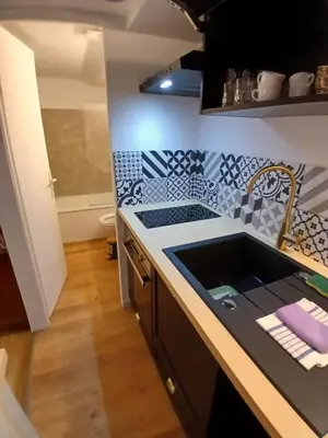 Cuisine ou kitchenette dans l'établissement Studio 20m2 - stationnement gratuit - WiFi