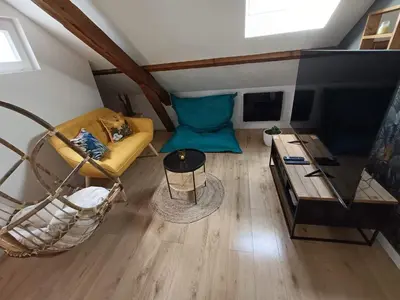 Télévision ou salle de divertissement dans l'établissement Nid de charme pour soirée romantique