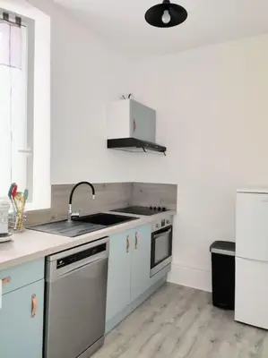 Cuisine ou kitchenette dans l'établissement Superbe appartement sur cour arborée