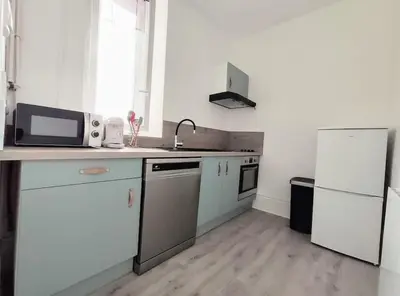 Cuisine ou kitchenette dans l'établissement Superbe appartement sur cour arborée