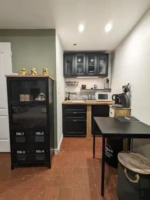 Cuisine ou kitchenette dans l'établissement Le Central