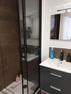 Salle de bains dans l'établissement Seul sous les toits de Dijon