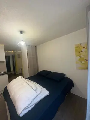 Un ou plusieurs lits dans un hébergement de l'établissement Studio fonctionnel App 16 Centre ville Paray