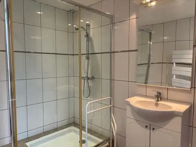 Salle de bains dans l'établissement Gite St Loup