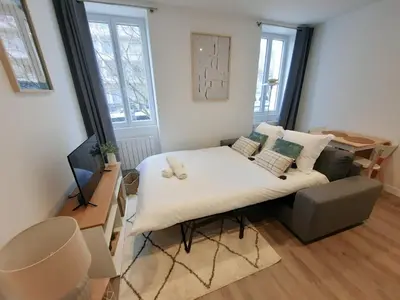 Coin salon dans l'établissement Le Foch - Apt 4 Personnes, 1 ch, Proche Gare