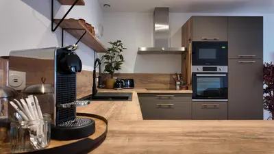 Cuisine ou kitchenette dans l'établissement Dijon Hypercentre - Loge de la chouette