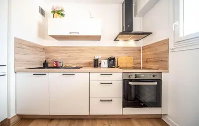 Cuisine ou kitchenette dans l'établissement Le temps d'une pause