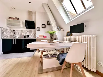 Cuisine ou kitchenette dans l'établissement Le petit POTE' studio Dijon hyper centre