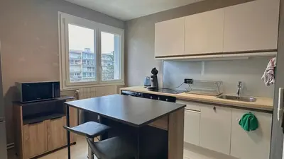 Cuisine ou kitchenette dans l'établissement Charmant T1 - Chevigny-St-Sauveur
