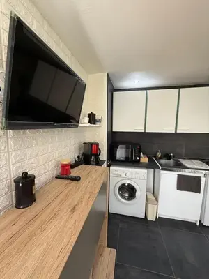 Cuisine ou kitchenette dans l'établissement Joli studio au Rez de chaussée