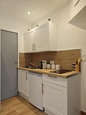 Cuisine ou kitchenette dans l'établissement Le cocon de la chouette
