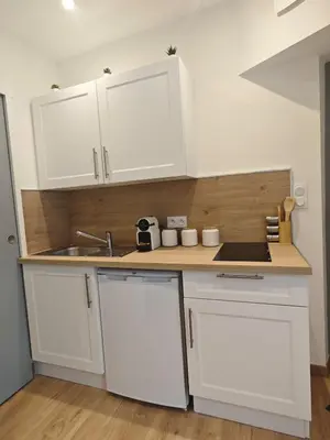 Cuisine ou kitchenette dans l'établissement Le cocon de la chouette