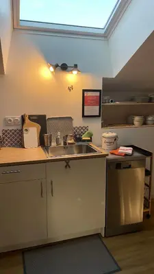 Cuisine ou kitchenette dans l'établissement Gîte Le Nid aux Papillons