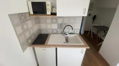 Cuisine ou kitchenette dans l'établissement Studio N210 cozy et fonctionnel