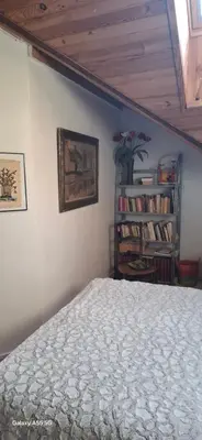 Bibliothèque dans le séjour chez l'habitant