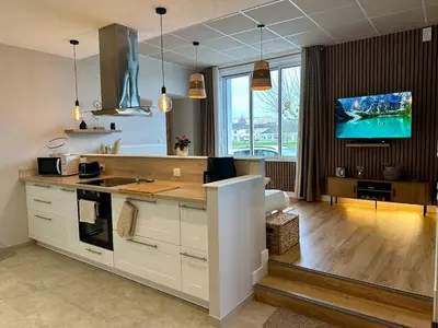 Cuisine ou kitchenette dans l'établissement Au Gray des Flots