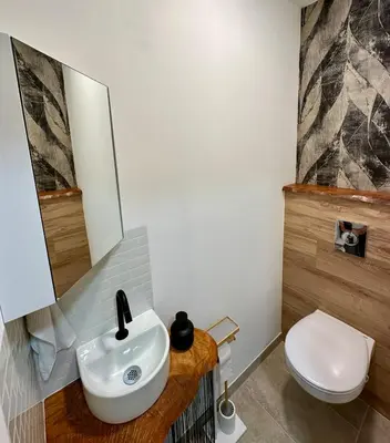 Salle de bains dans l'établissement Au Gray des Flots