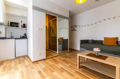 Cuisine ou kitchenette dans l'établissement Le STUDIO 2