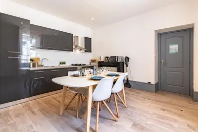 Cuisine ou kitchenette dans l'établissement Le duplex Dijonnais