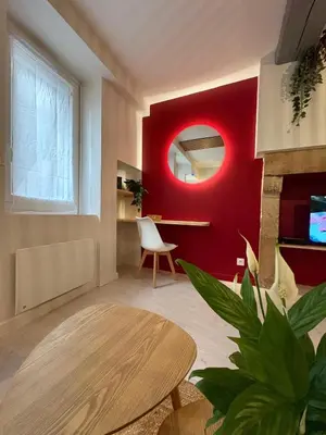 Télévision ou salle de divertissement dans l'établissement Le Rubis Dijon Centre Historique Logement Neuf