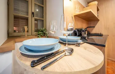 Cuisine ou kitchenette dans l'établissement La voyageuse