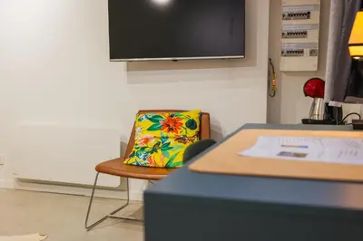 Télévision ou salle de divertissement dans l'établissement Maison de ville LAGALERIE