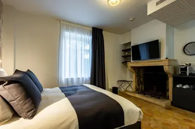 Télévision ou salle de divertissement dans l'établissement Solstice Beaune - Hôtel et Terroir