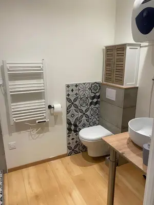 Salle de bains dans l'établissement Le lodge