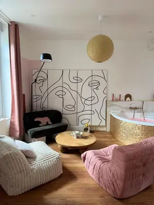 Coin salon dans l'établissement Mini loft Spa - Cosy