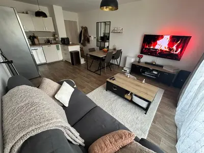 Cuisine ou kitchenette dans l'établissement Superbe nid douillet 42m avec balcon et parking