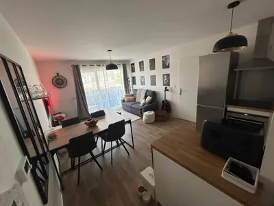 Cuisine ou kitchenette dans l'établissement Superbe nid douillet 42m avec balcon et parking