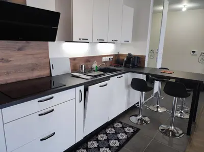 Cuisine ou kitchenette dans l'établissement L'AuthentiCité, jardin et parking au centre-ville