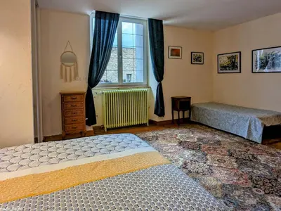 Un ou plusieurs lits dans un hébergement de l'établissement Gîte confortable en bord de Saône - FR-1-583-461