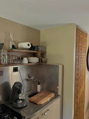 Cuisine ou kitchenette dans l'établissement Le monde d'Echozellia - Cabane Gaïa