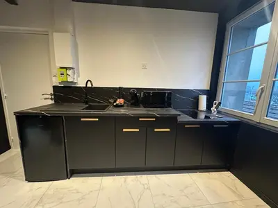 Cuisine ou kitchenette dans l'établissement Luxueux appartement avec jacuzzi dans le centre de Macon ,snacking et cadeau