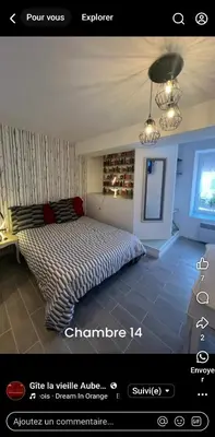 Un ou plusieurs lits dans un hébergement de l'établissement Gite la Vieille Auberge de Chaumard