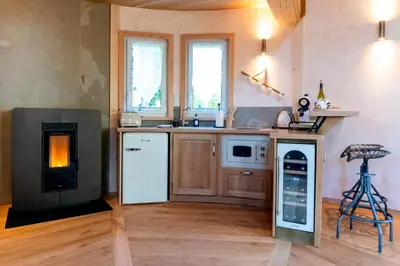 Cuisine ou kitchenette dans l'établissement Le Silo du Domaine des Ecus d'Or