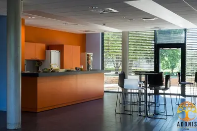 Cuisine ou kitchenette dans l'établissement Adonis Dijon Maison Internationale