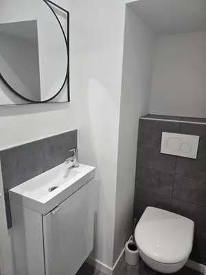 Salle de bains dans l'établissement Au cœur du vieux village