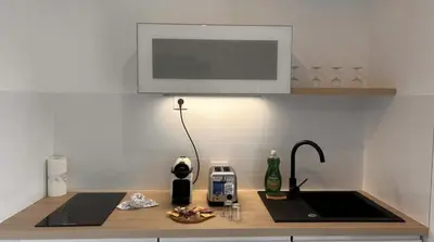 Cuisine ou kitchenette dans l'établissement Le Majestueux Calme Central Chic