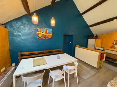 Cuisine ou kitchenette dans l'établissement La Maison du bonheur - Gîte PIPA - Corancy