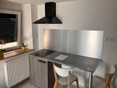 Cuisine ou kitchenette dans l'établissement studio dépendant Champvans