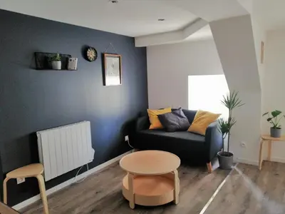 Coin salon dans l'établissement Joli appartement proche place Wilson - centre