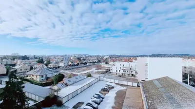 Vue générale sur Dijon ou vue de la ville depuis l'appartement