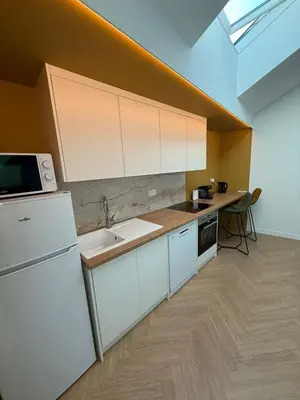 Cuisine ou kitchenette dans l'établissement Le Loft