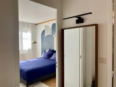 Un ou plusieurs lits dans un hébergement de l'établissement Mid Century - 3 bedrooms - Parking - 6 people