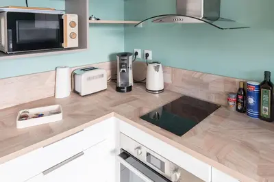 Cuisine ou kitchenette dans l'établissement Chaleureux et raffiné centre -ville Mâcon