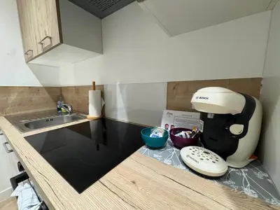 Cuisine ou kitchenette dans l'établissement Appart'Hotel Sennecey - Free Parking