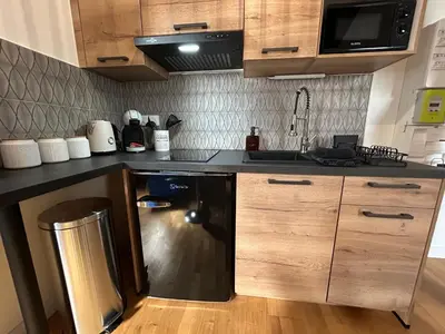 Cuisine ou kitchenette dans l'établissement Le petit Lemullier, hypercenter