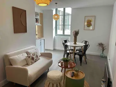 Coin salon dans l'établissement Joli petit appartement plein centre